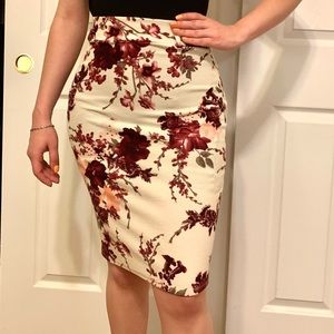 Medium, knee length, pencil skirt, floral